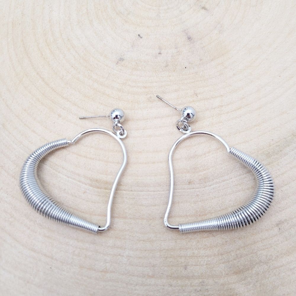 2/$20 Brand New Silver Heart Hoop Earrings